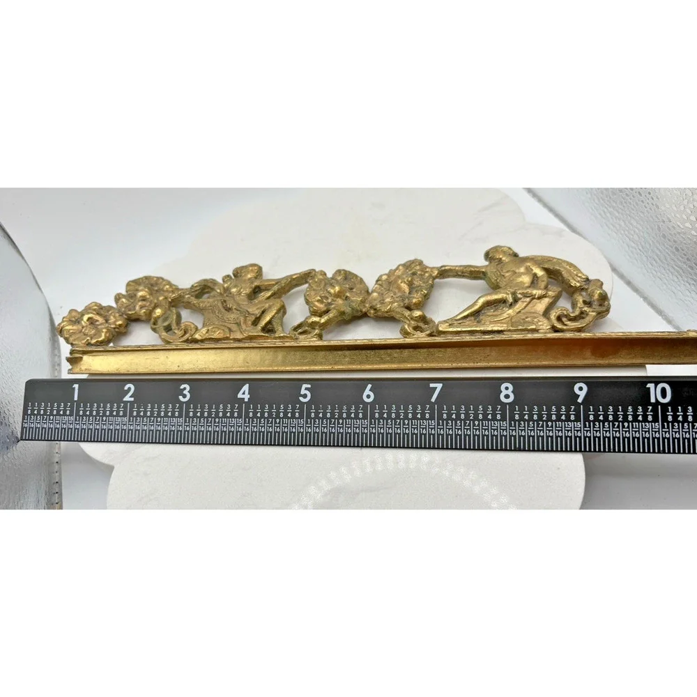 Antique Brass French Mantel Clock Ornament Architectural Greek Gods Chariots 11